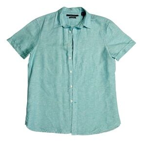 Perry Ellis Light Blue Linen blend Casual Button Down Shirt